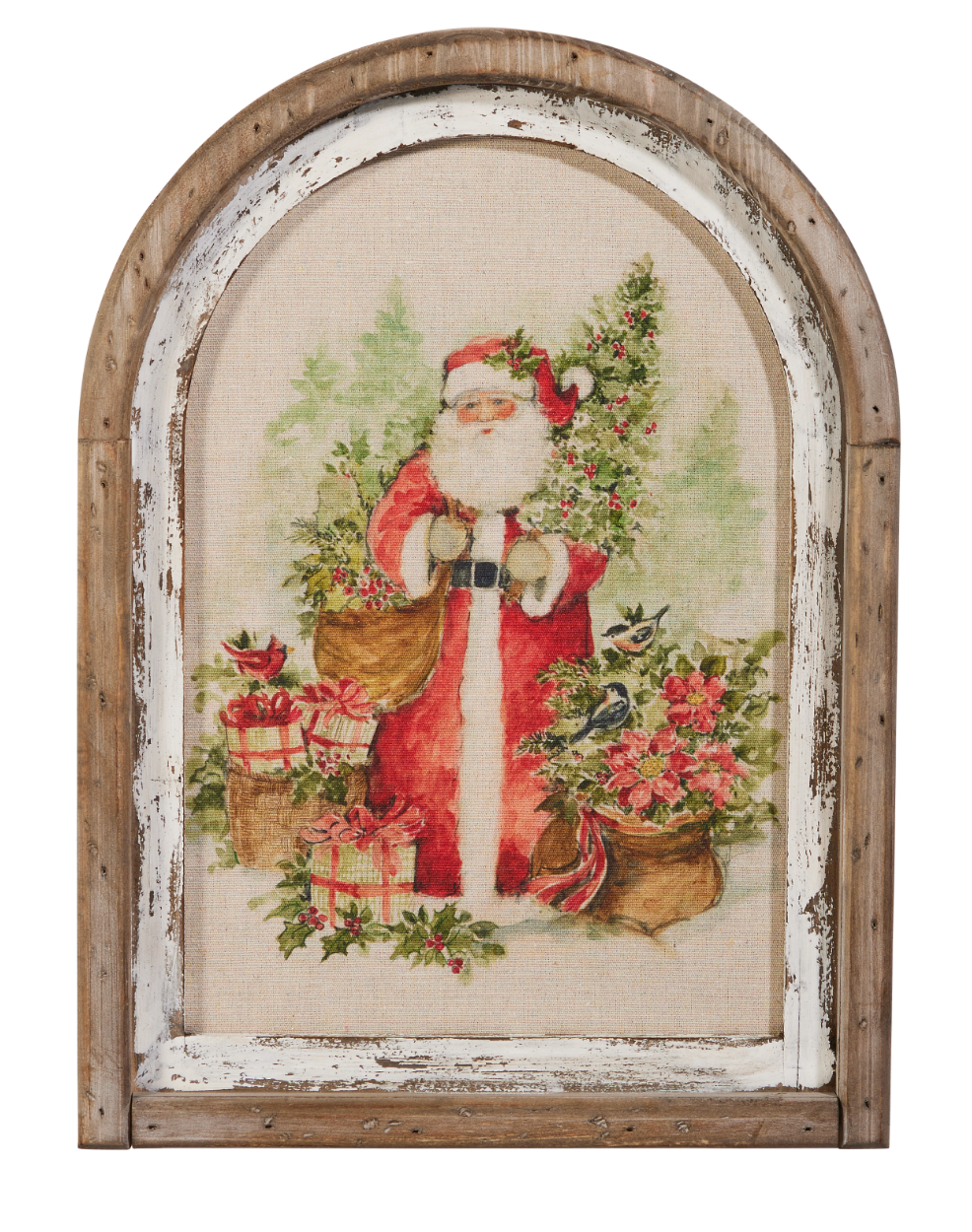 16.5" Watercolor Holiday Santa Framed Wall Art