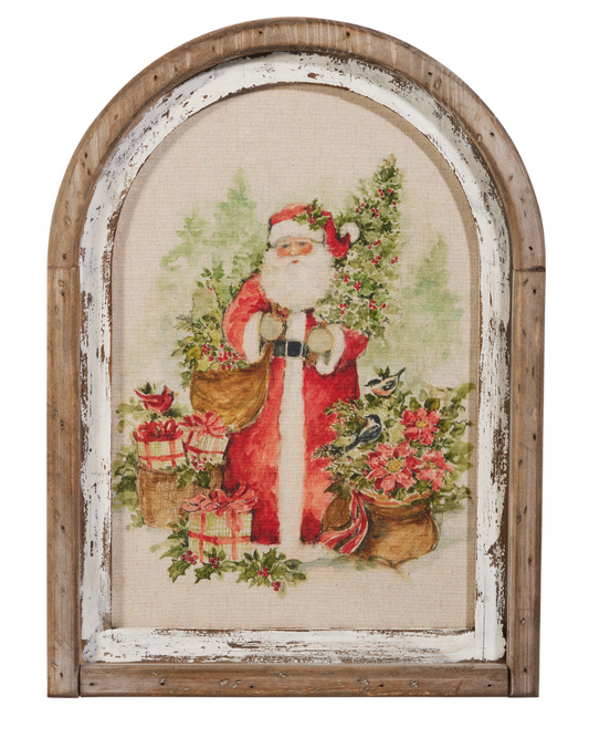 16.5" Watercolor Holiday Santa Framed Wall Art