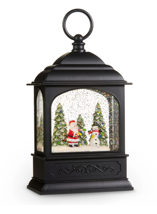 8.5" Santa and Snowman Musical Lighted Water Lantern