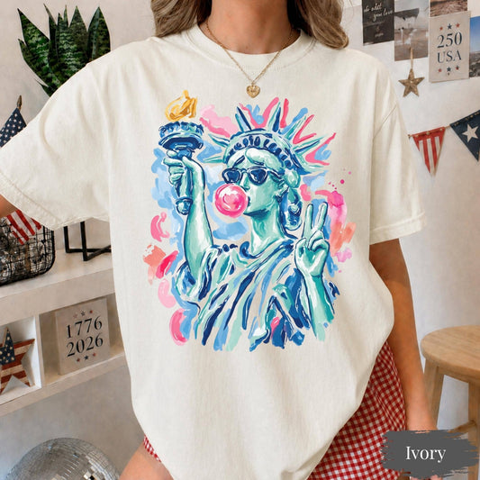 Comfort Colors Statue of Liberty Blowing Bubble Gum T-Shirt