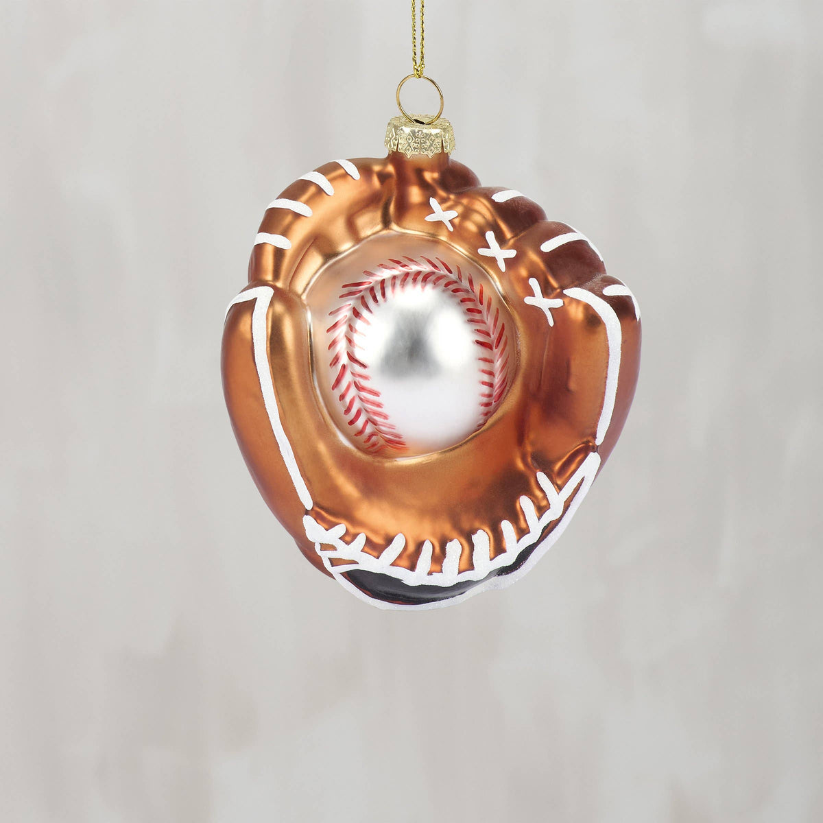 Baseball In Mitt Glass Ornament