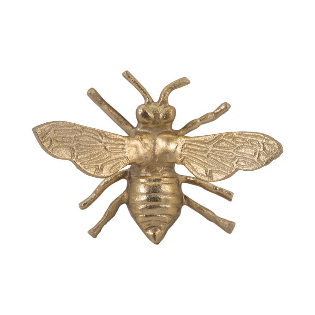 Decorative Figurine - Gold Metal Decorative Busy Bee, 8 in.