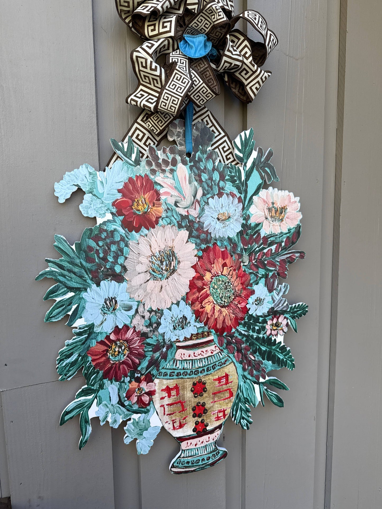 LARGE Designer Chinois Florals in Ginger Jar Door Hanger