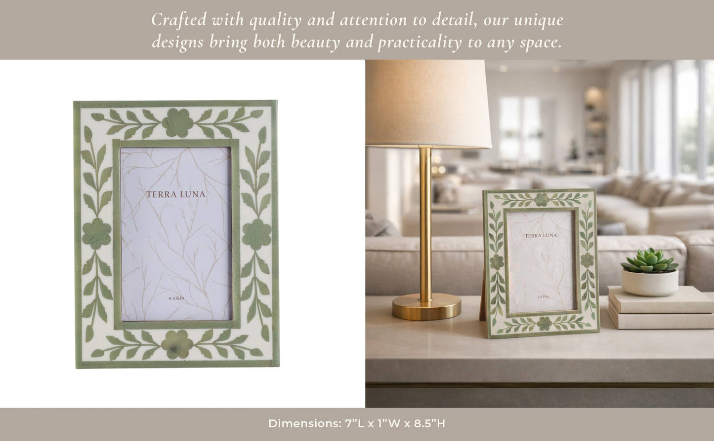 White/Green 4x6 in. Wooden Petals Photo Frame