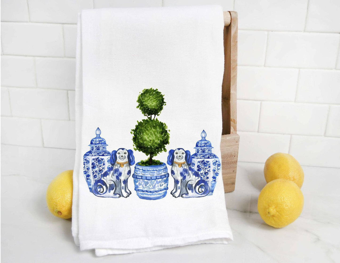 Personalized Chinoiserie Staffordshire Ginger Jar Tea Towel