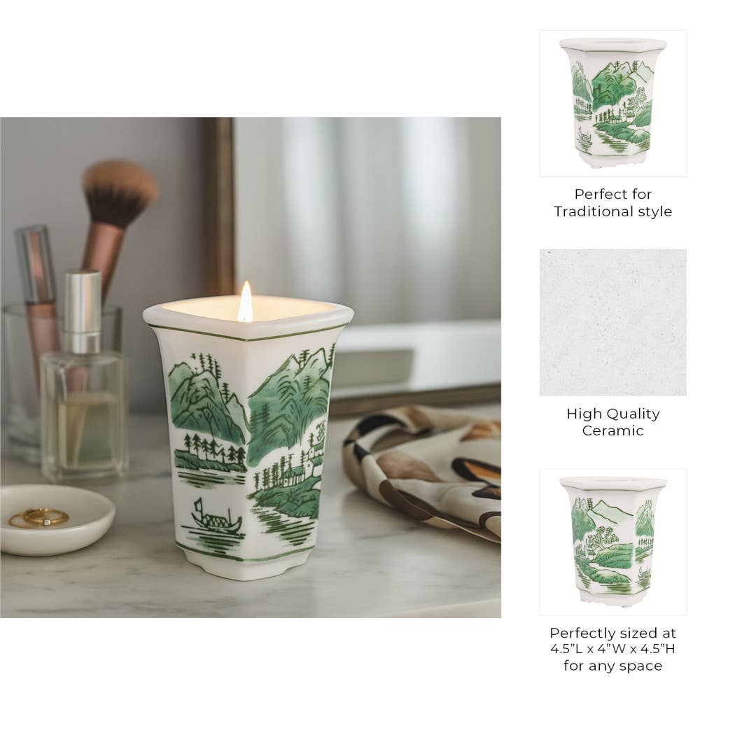 Scented Candle - Sage & Eucalyptus Soy Wax Green Ceramic,6Oz