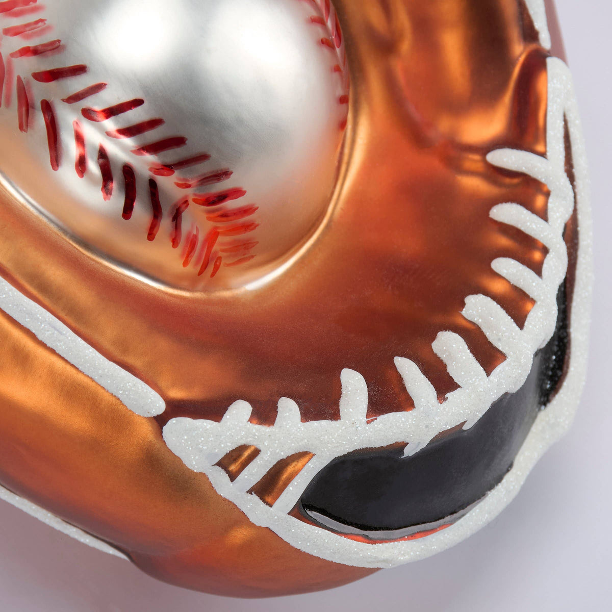 Baseball In Mitt Glass Ornament