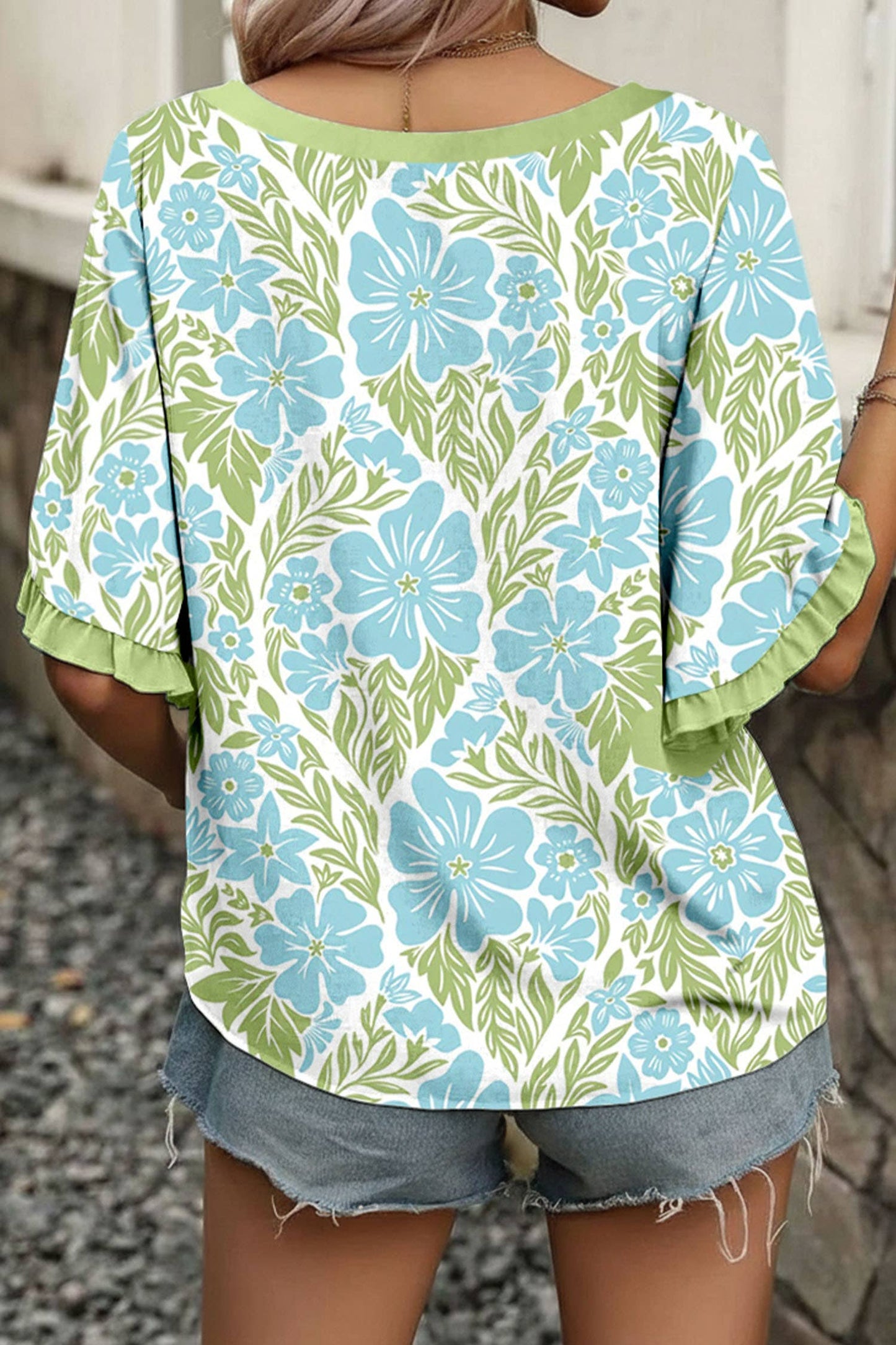 LDC Floral Printed Lace Decorative Top|S-2X