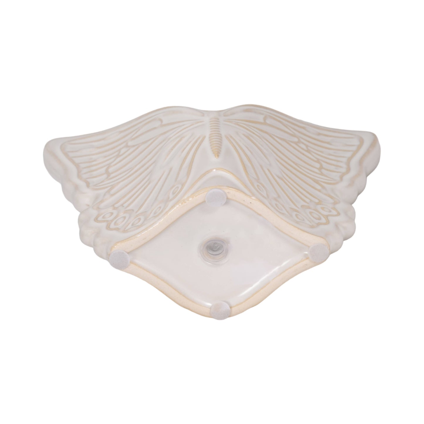 Plant Pot - Ivory Ceramic Sculpted Butterfly Swings, 7 in.