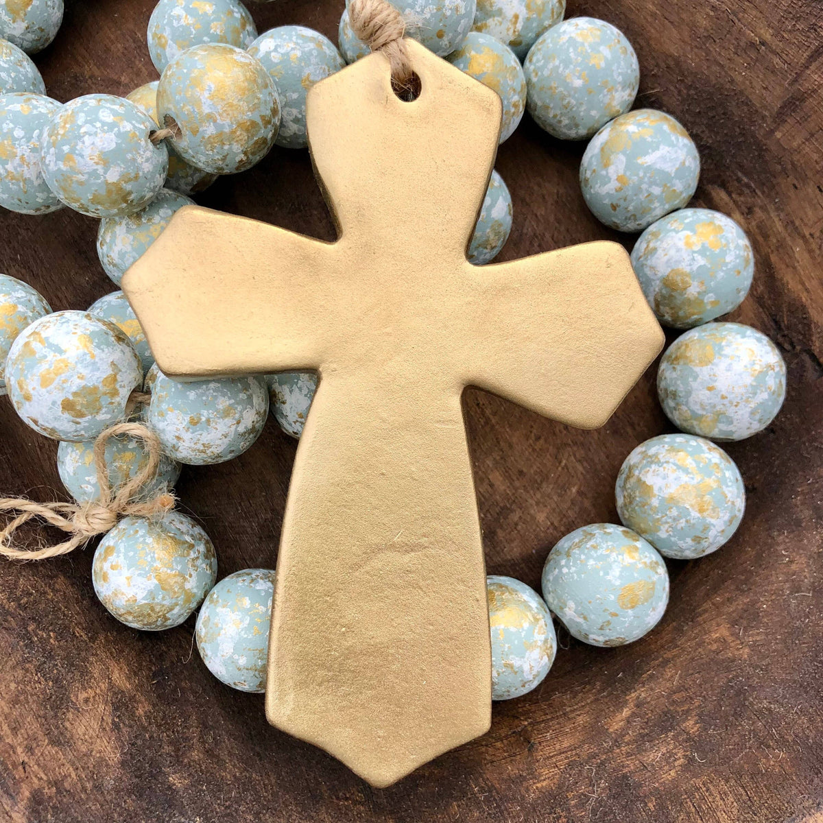 Grey Blessing Beads With Cross (Large)