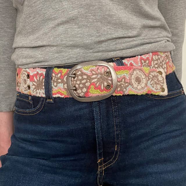 Flower Power Embroidered Wool Belt