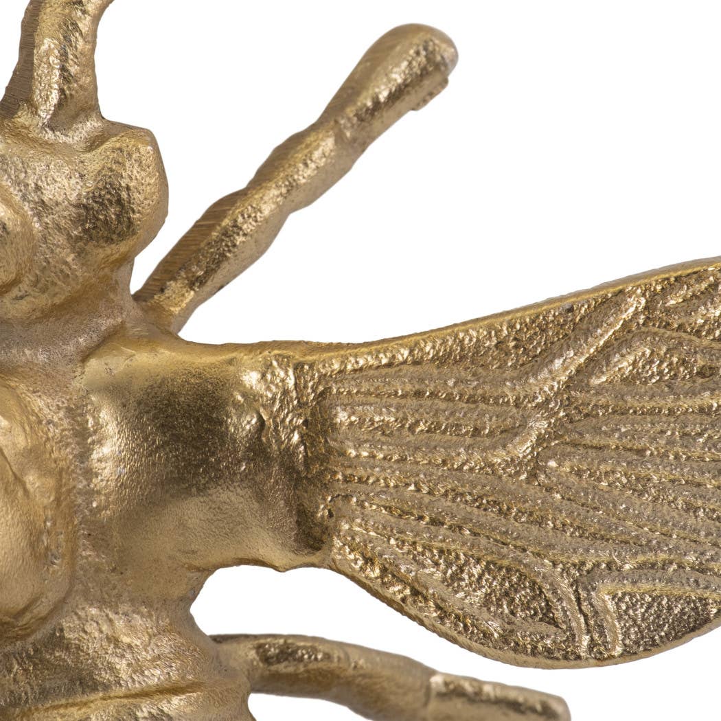 Decorative Figurine - Gold Metal Decorative Busy Bee, 8 in.