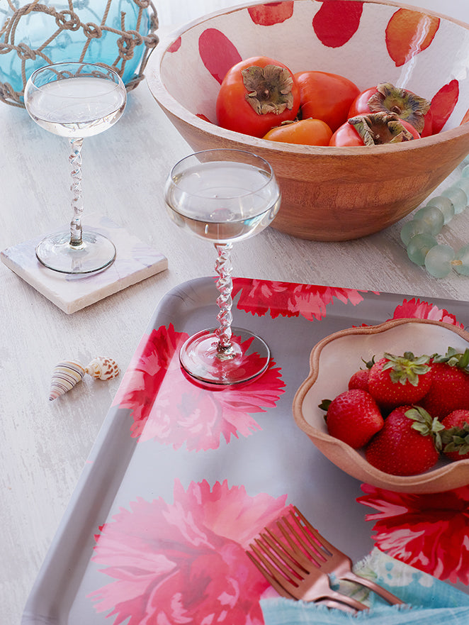 Serving Bowl:  Rose Petals on Ecru